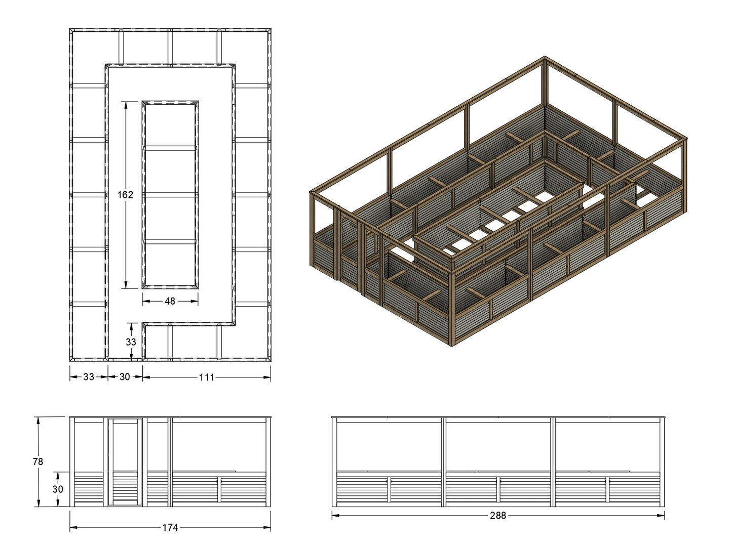 Enclosed Horseshoe Raised Garden Bed